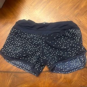 Blue and white poka dotted shorts